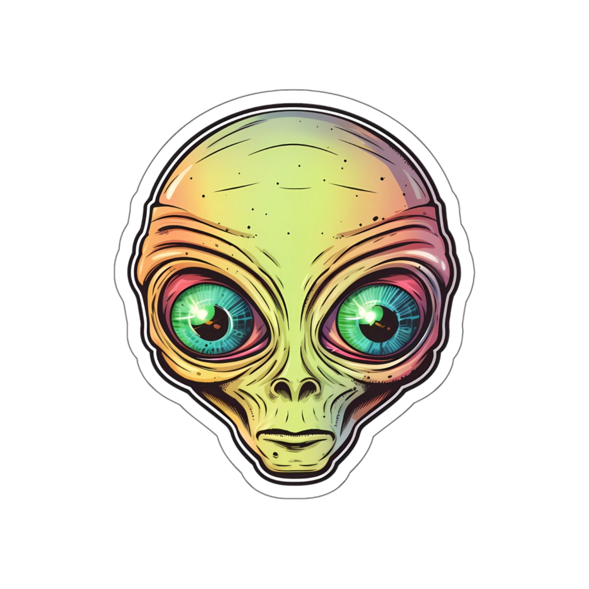 Cosmic Gradient Alien Head Vinyl Sticker