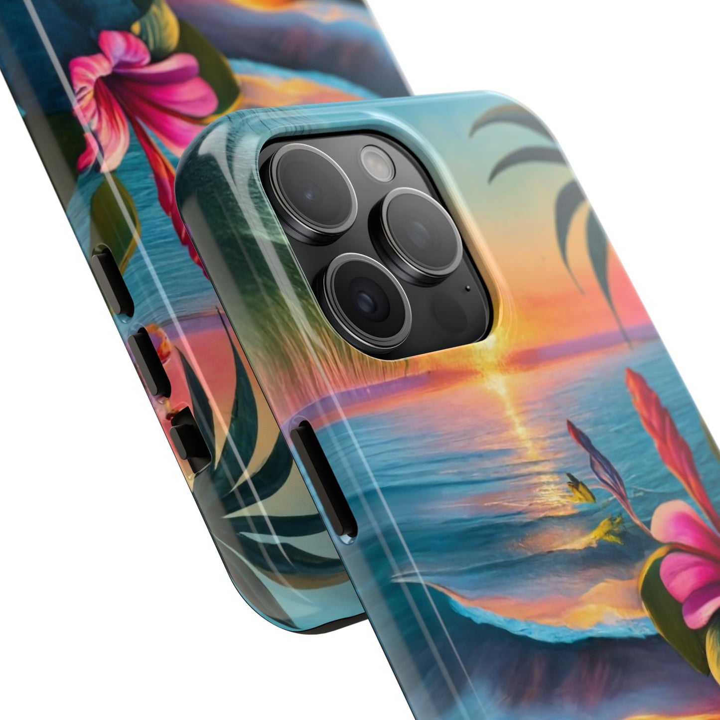 Sunset Beach Hibiscus Palms Tough Phone Case