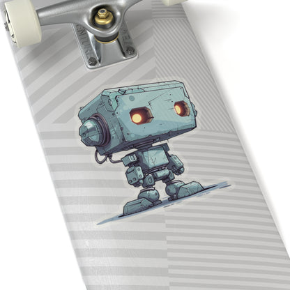 Teal Blocky Robot Vinyl Sticker