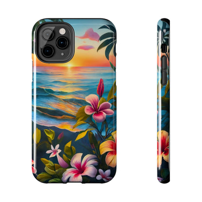 Sunset Palms and Hibiscus Tough Phone Case