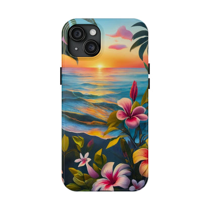 Sunset Palms and Hibiscus Tough Phone Case