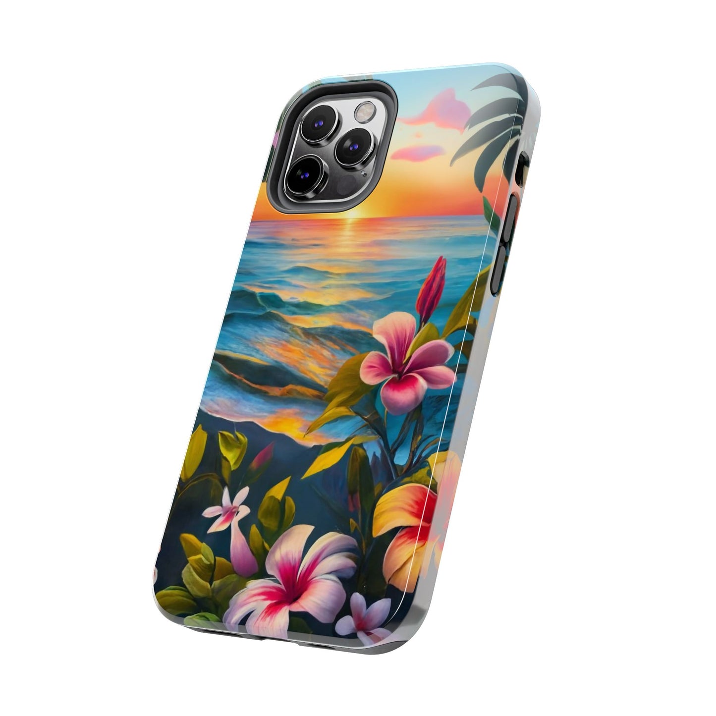 Sunset Palms and Hibiscus Tough Phone Case