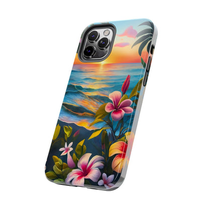 Sunset Palms and Hibiscus Tough Phone Case