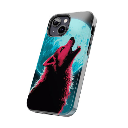 Teal Moon Wolf Serenade Tough Phone Case