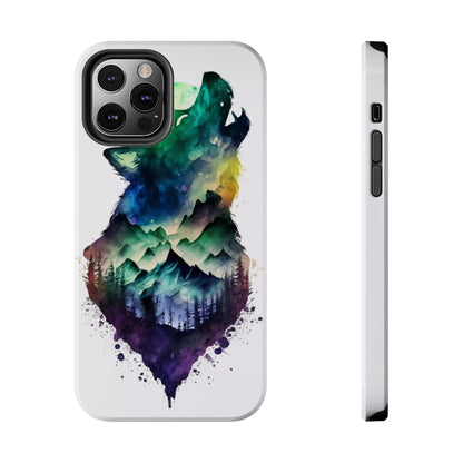 Moonlit Howling Wolf Double Exposure Tough Phone Case