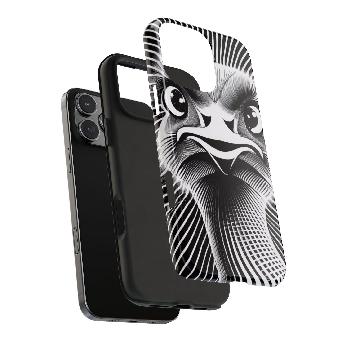 Mystical Stare Monochrome Ostrich Tough Phone Case