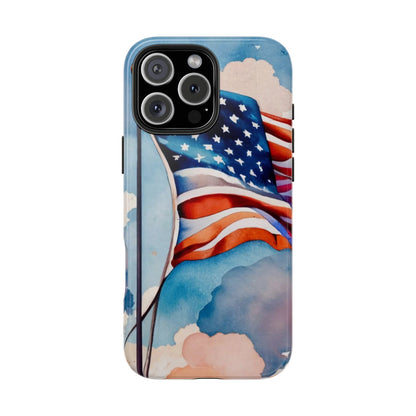 Windswept Patriot Watercolor Flag Tough Phone Case