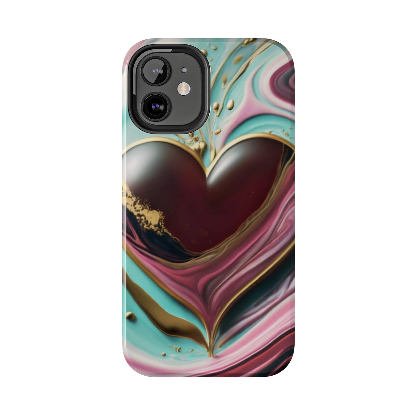 Glossy Heartburst Acrylic Pour Tough Phone Case