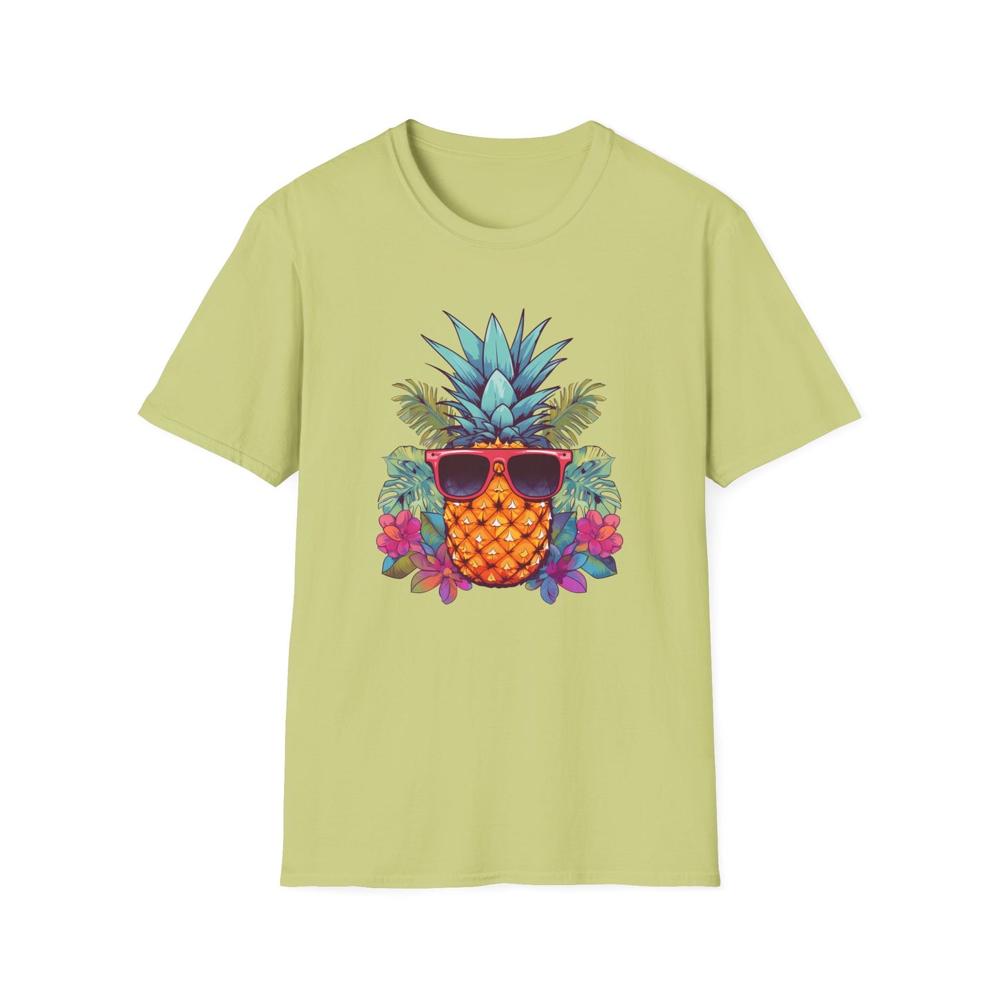 Tropical Pineapple Bloom Unisex Softstyle T-Shirt - Comfortable Tee with Vibrant Pineapple Design for Summer Vibes