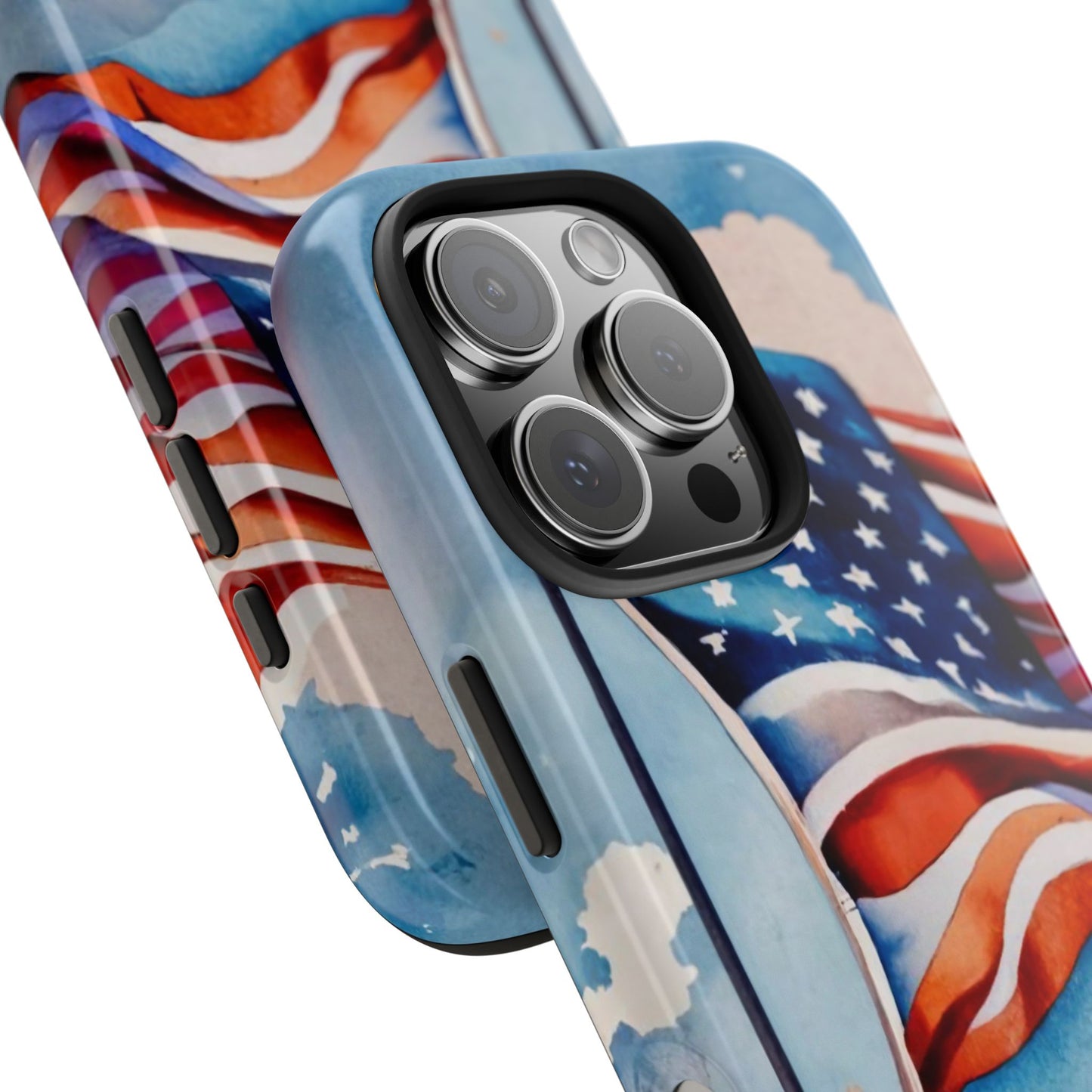 Windswept Patriot Watercolor Flag Tough Phone Case