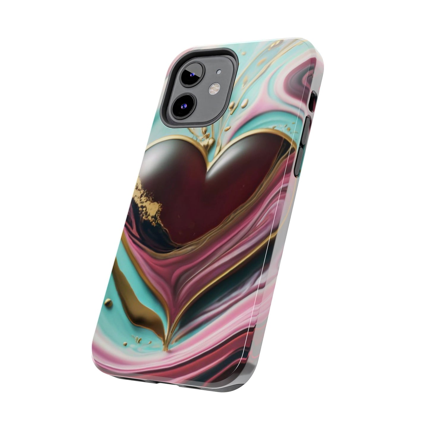 Glossy Heartburst Acrylic Pour Tough Phone Case