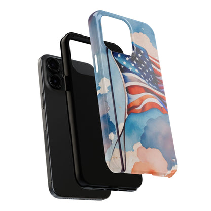 Windswept Patriot Watercolor Flag Tough Phone Case