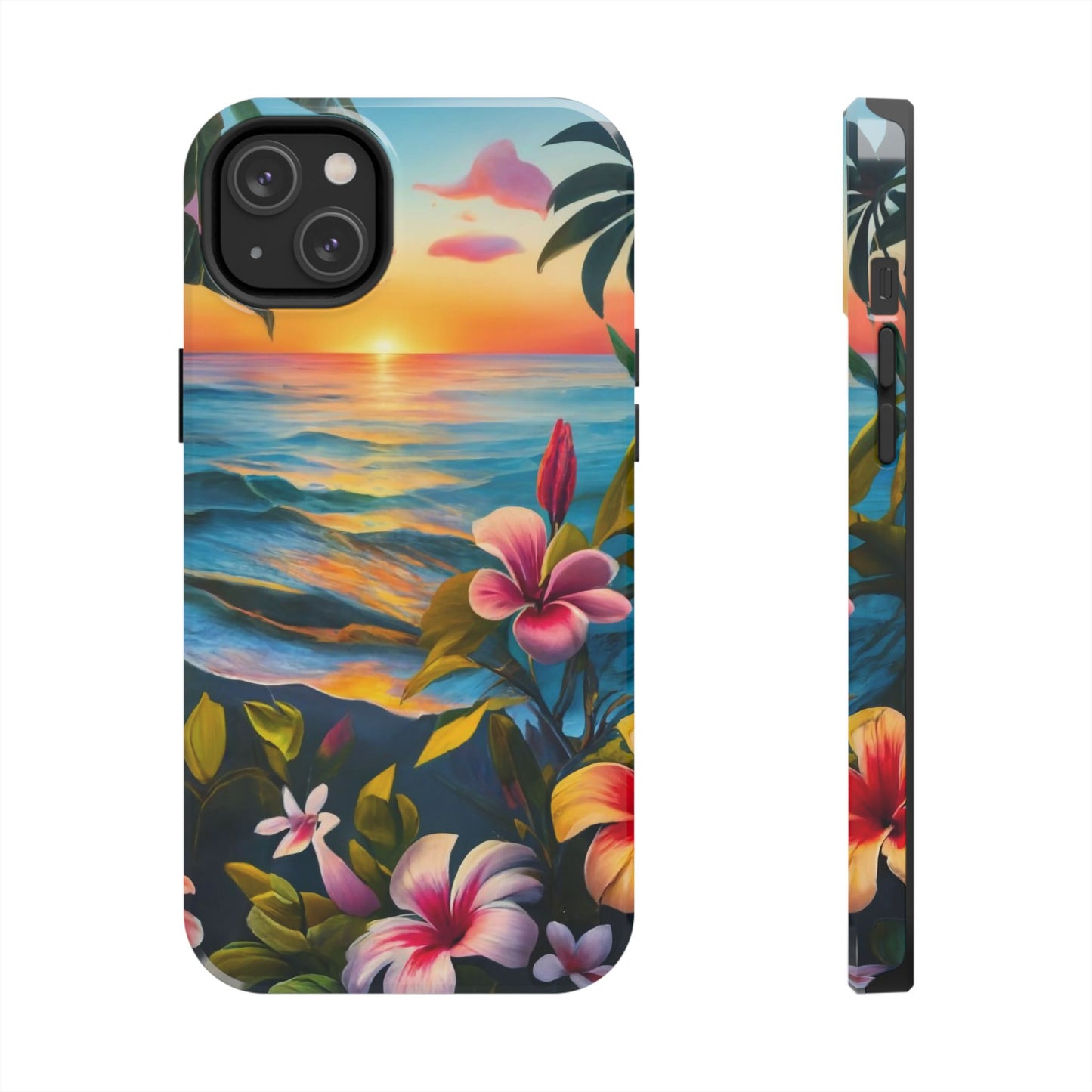 Sunset Palms and Hibiscus Tough Phone Case