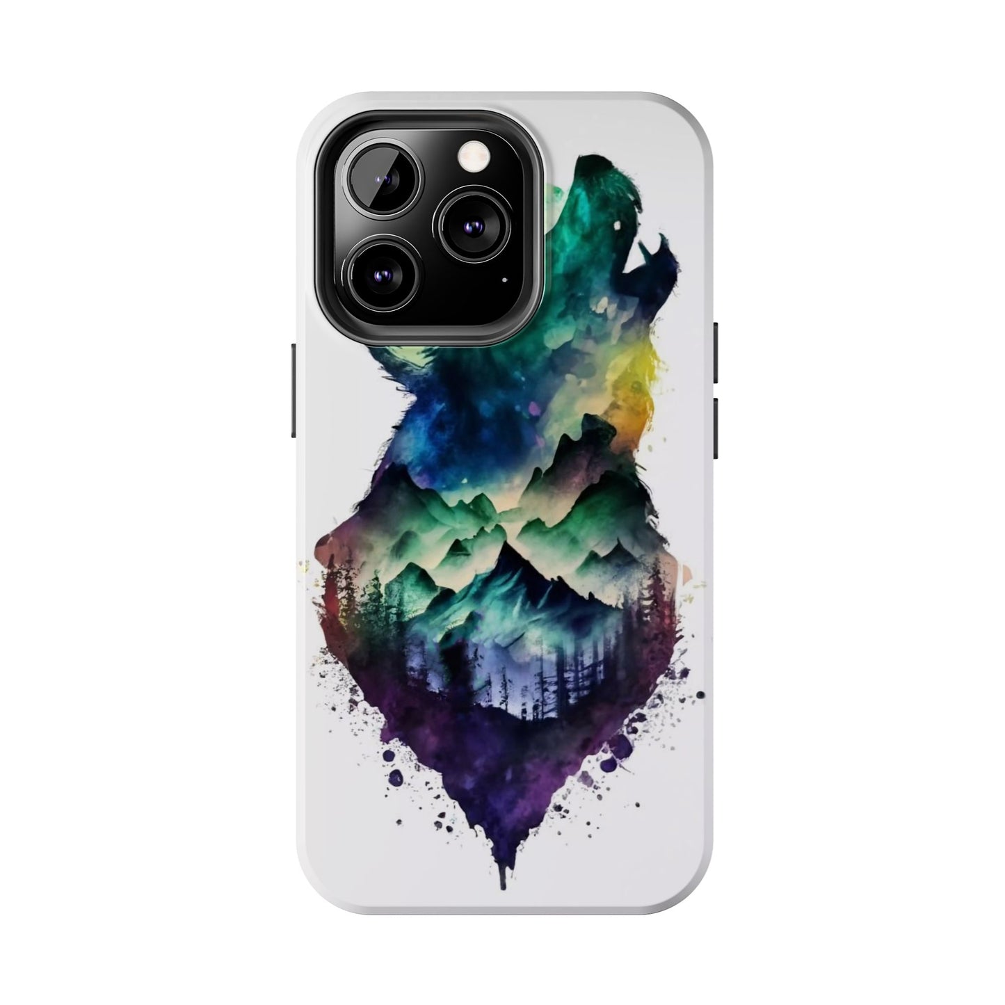 Moonlit Howling Wolf Double Exposure Tough Phone Case