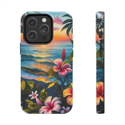 Sunset Palms and Hibiscus Tough Phone Case