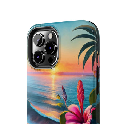 Sunset Beach Hibiscus Palms Tough Phone Case