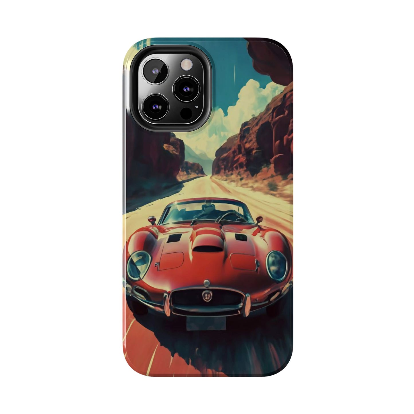 Desert Drive Red Sports Car Tough Phone Case