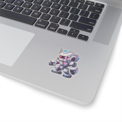 Futuristic White Blocky Robot Vinyl Sticker