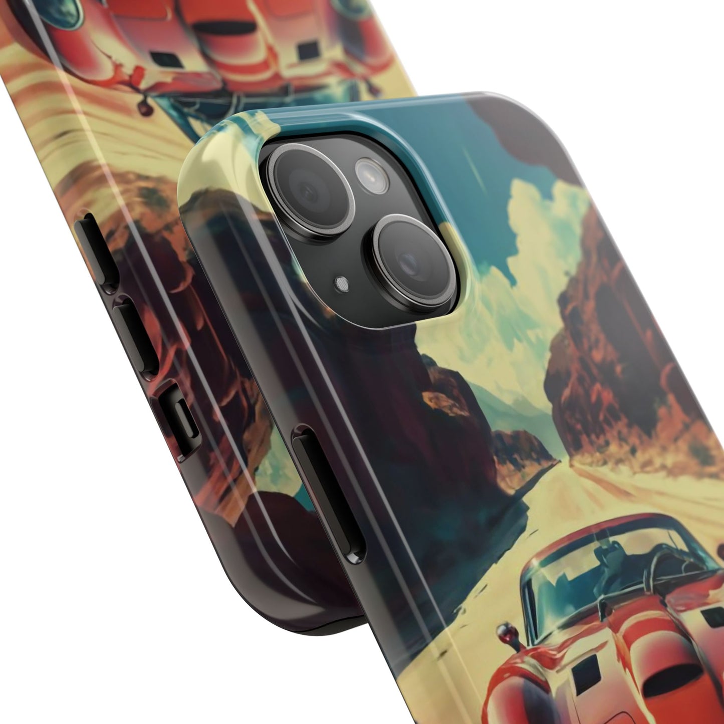 Desert Drive Red Sports Car Tough Phone Case