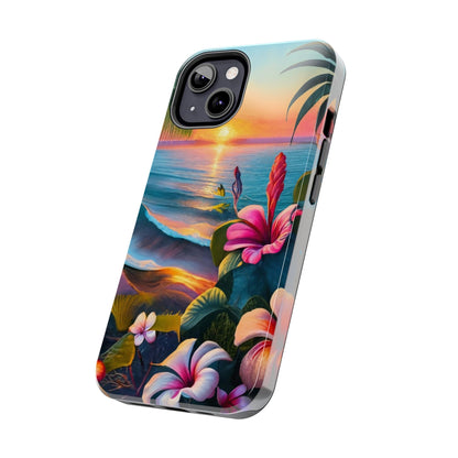 Sunset Beach Hibiscus Palms Tough Phone Case