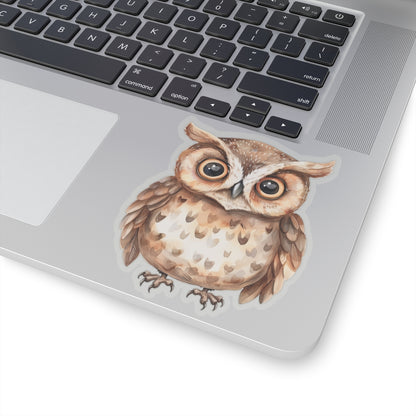 Chocolate Brown Owl Watercolor Cartoon Sticker