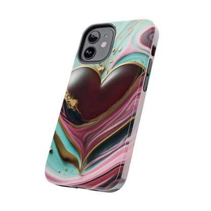 Glossy Heartburst Acrylic Pour Tough Phone Case