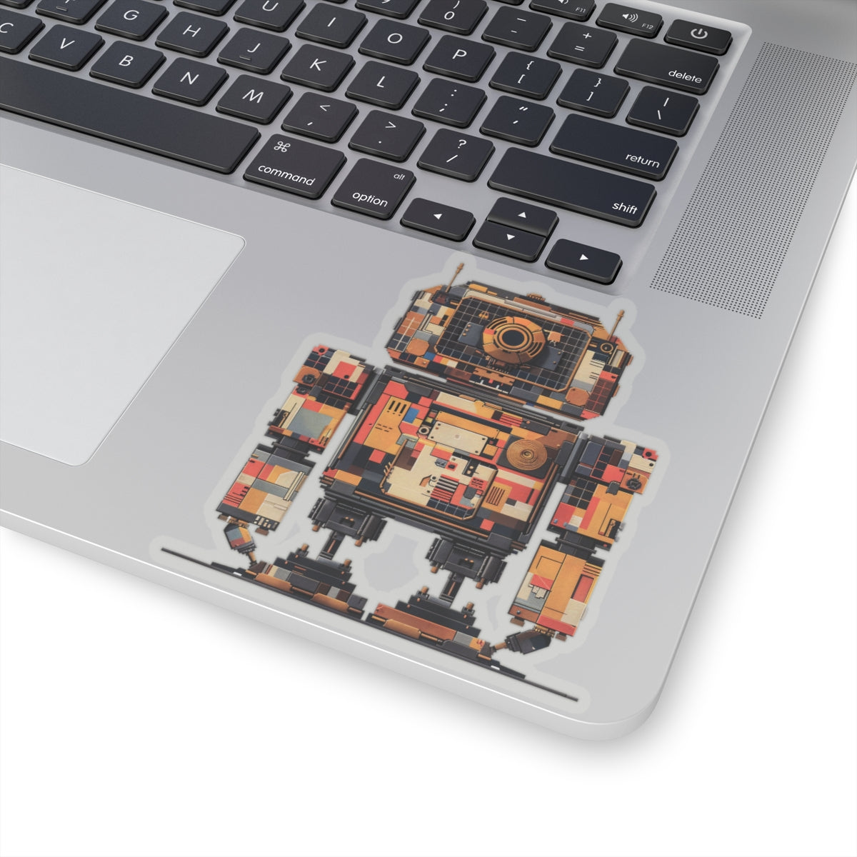 Quilted Patchwork Robot Vinyl Sticker