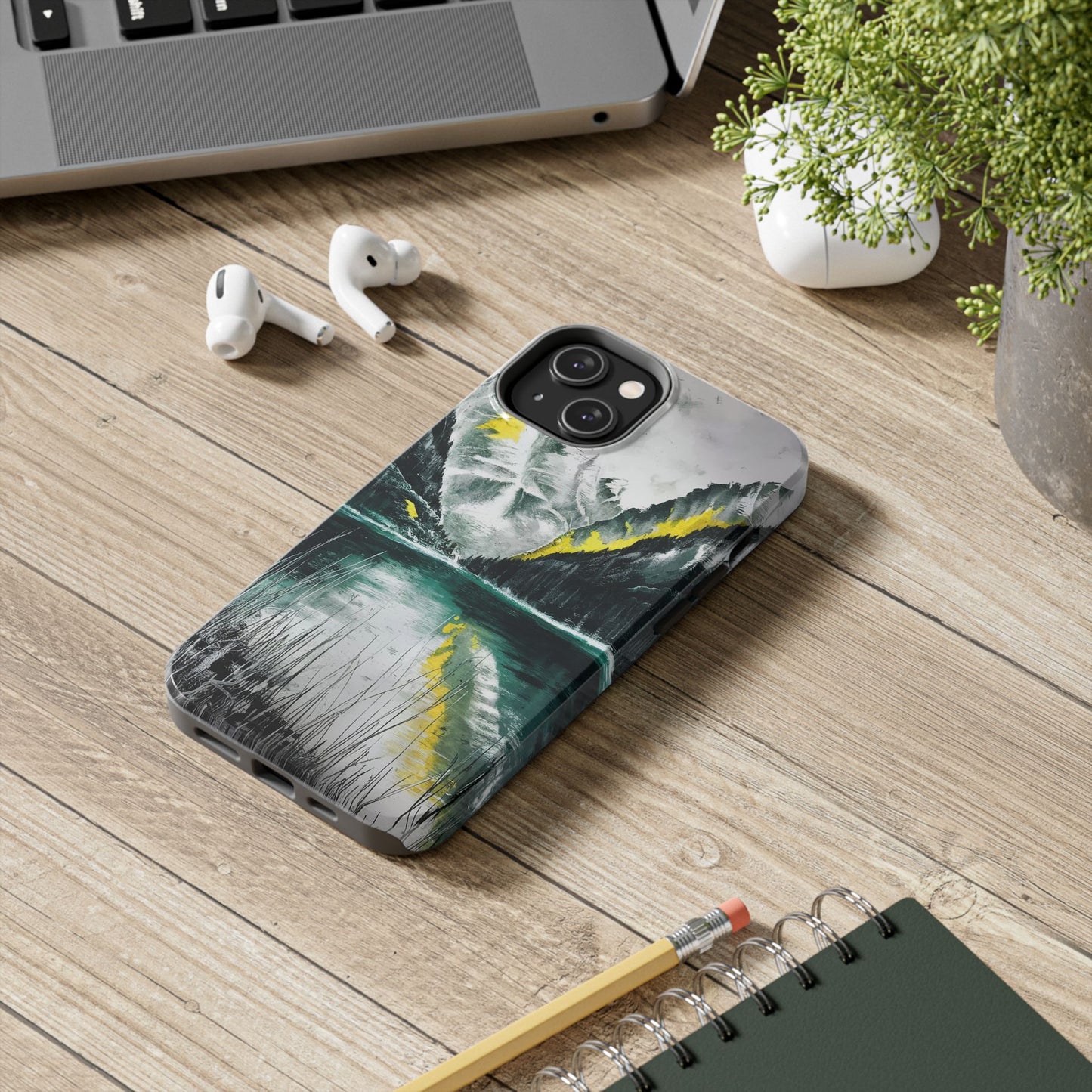 Serene Valley Charcoal Landscape Tough Phone Case