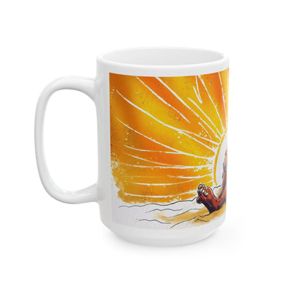 Bigfoot Sunset Vibes Mug – Playful Hand-Drawn