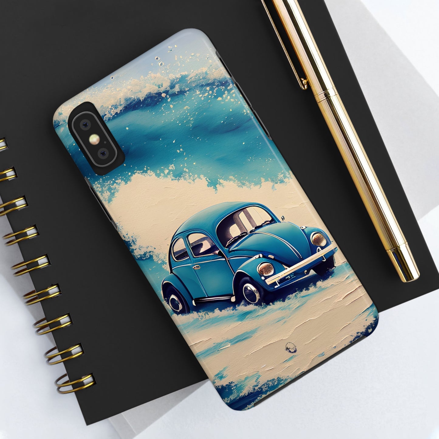 Wave Chasing Painted Blue VDub Beetle - Tough Phone Case