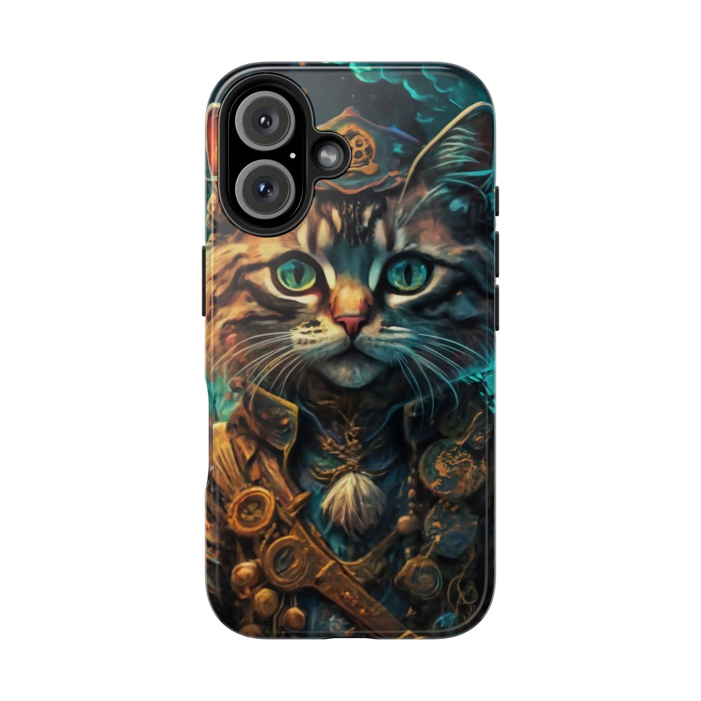 Cartoon Cat Pirate Starry Night Tough Phone Case