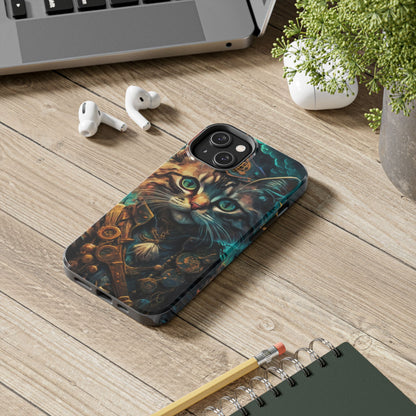 Cartoon Cat Pirate Starry Night Tough Phone Case