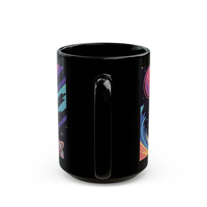 Cosmic Surf Explorer Mug – Astronaut Riding Waves in Space