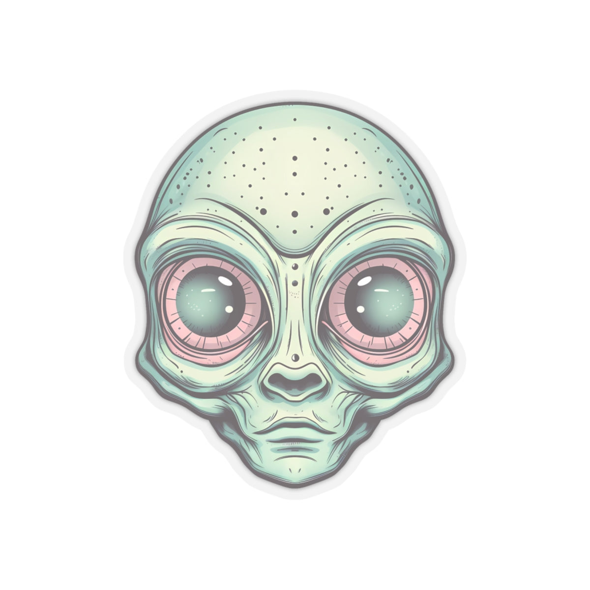 Pale Green Alien Head Vinyl Sticker