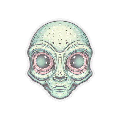 Pale Green Alien Head Vinyl Sticker