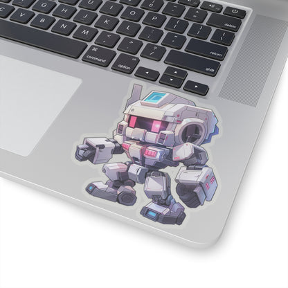 Futuristic White Blocky Robot Vinyl Sticker