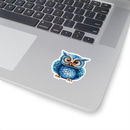 Azure Owl Watercolor Cartoon Sticker