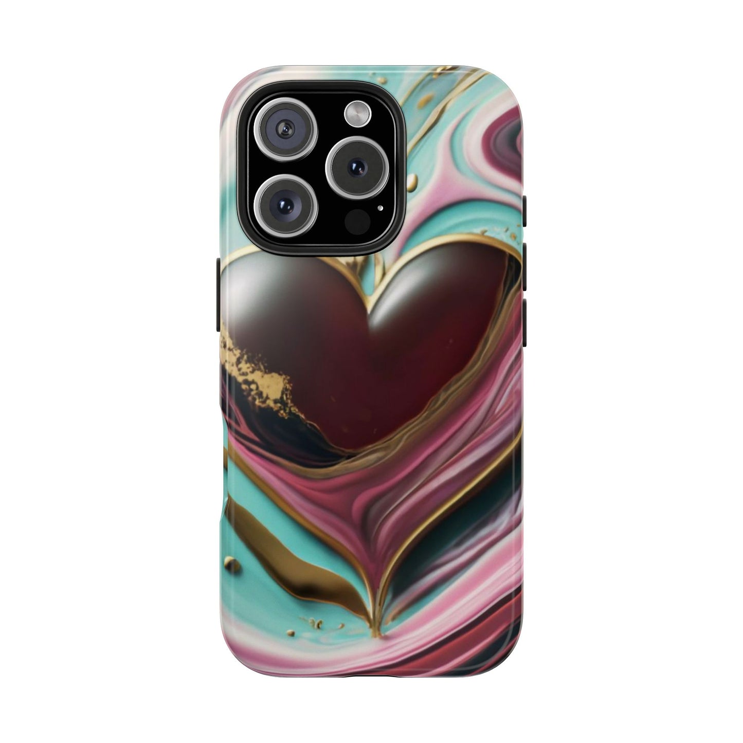 Glossy Heartburst Acrylic Pour Tough Phone Case