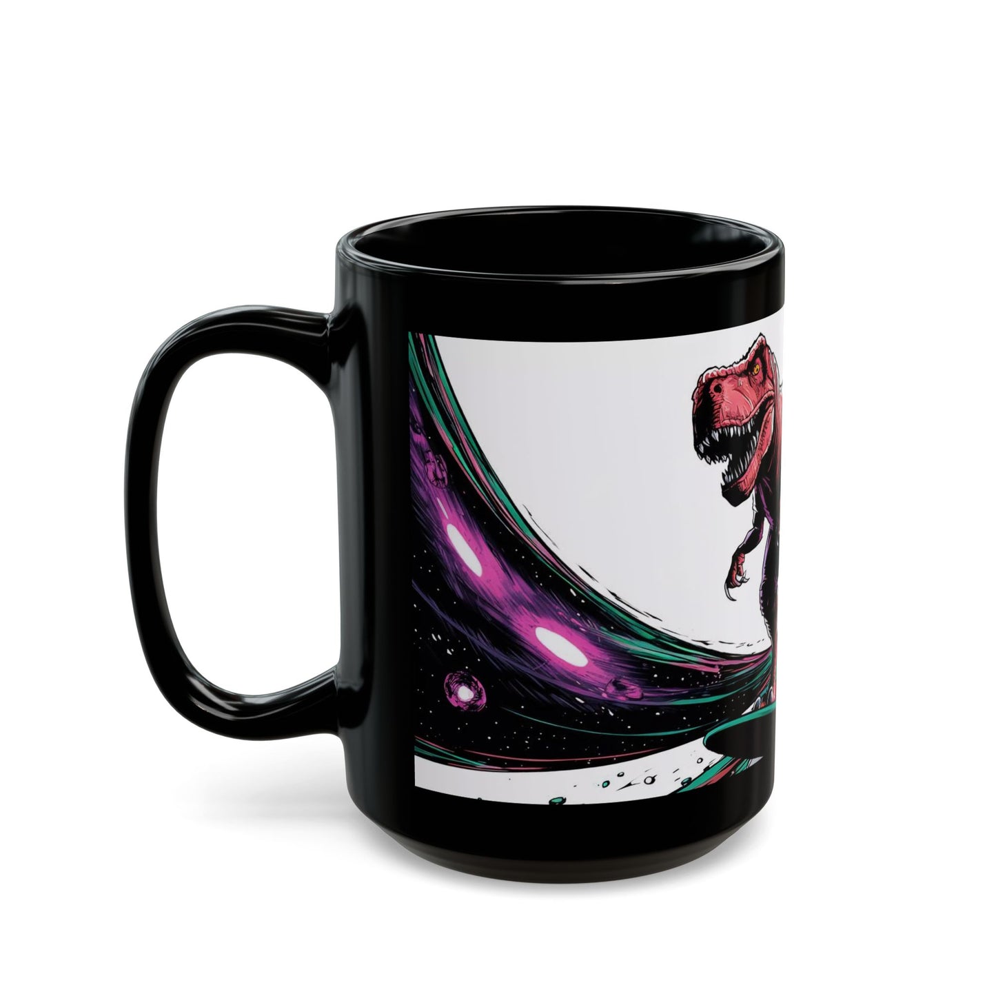 Extreme Space-Time Surfing T-Rex Mug – Bold Comic Book