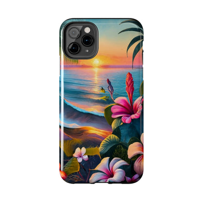 Sunset Beach Hibiscus Palms Tough Phone Case