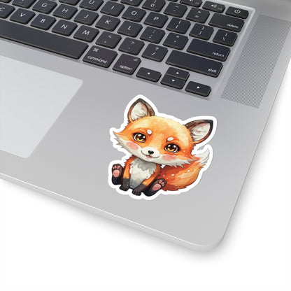 Whimsical Fox Watercolor Cartoon Sticker