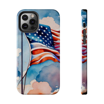 Windswept Patriot Watercolor Flag Tough Phone Case