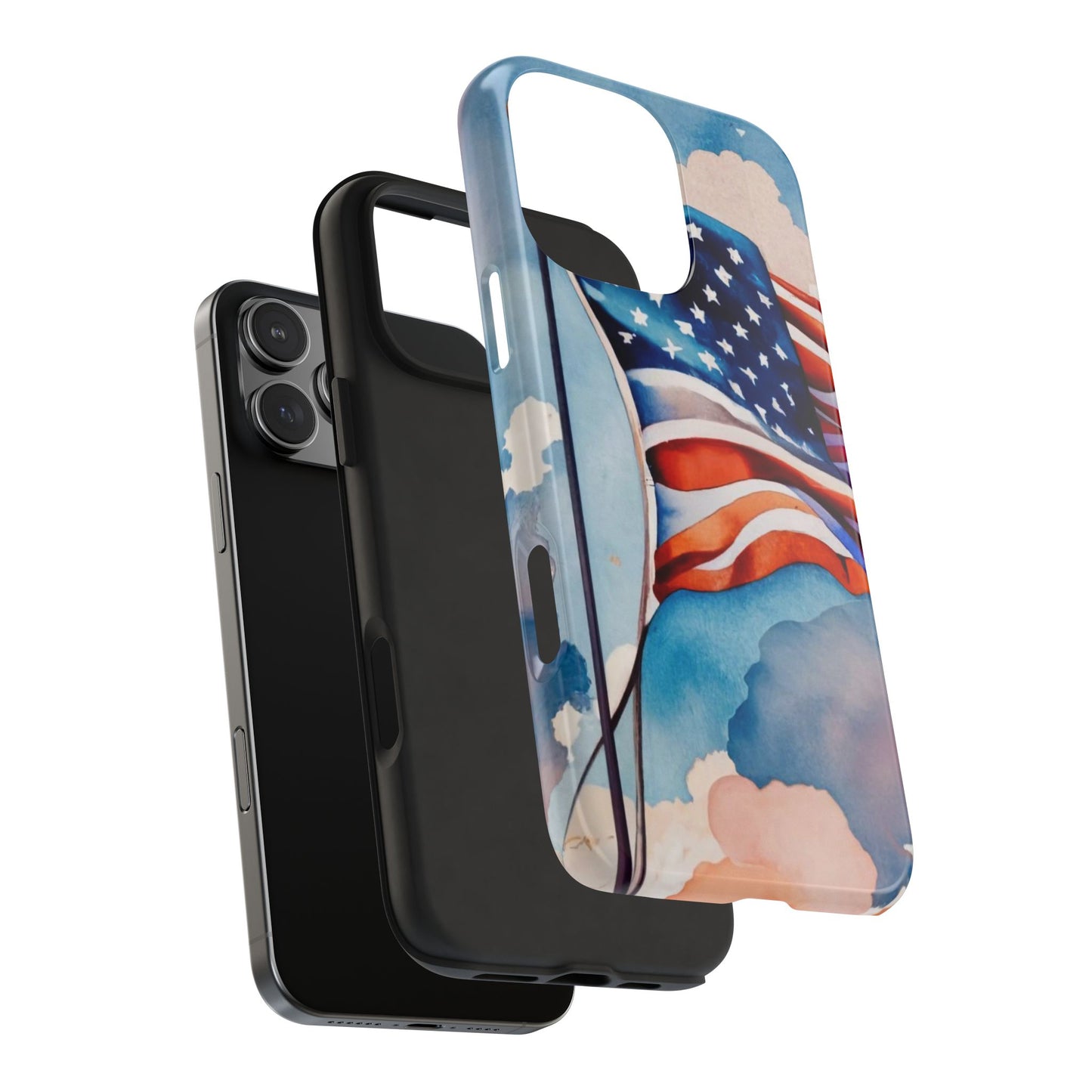 Windswept Patriot Watercolor Flag Tough Phone Case