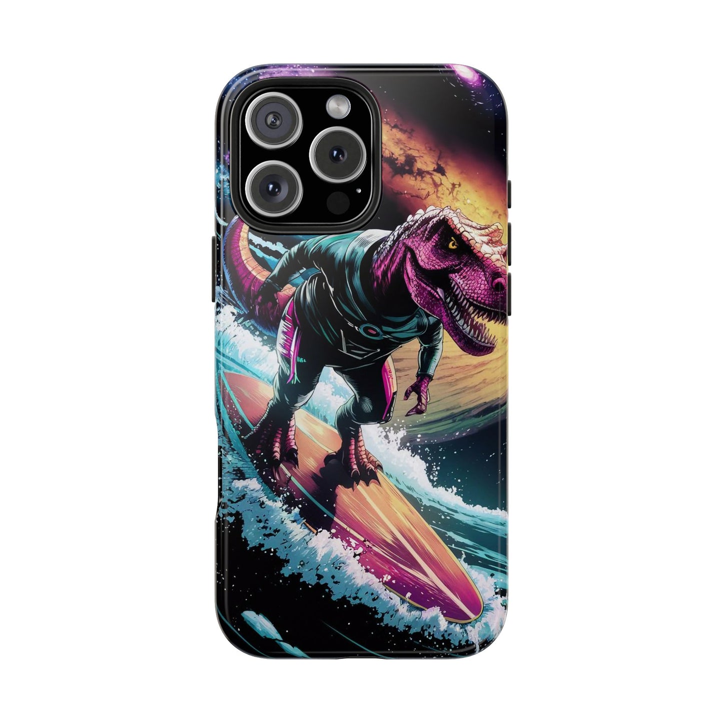 Cosmic T-Rex Surfer Tough Phone Case