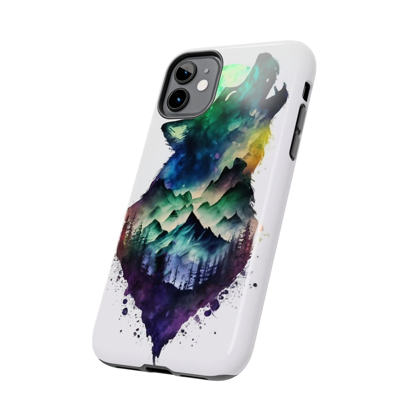 Moonlit Howling Wolf Double Exposure Tough Phone Case