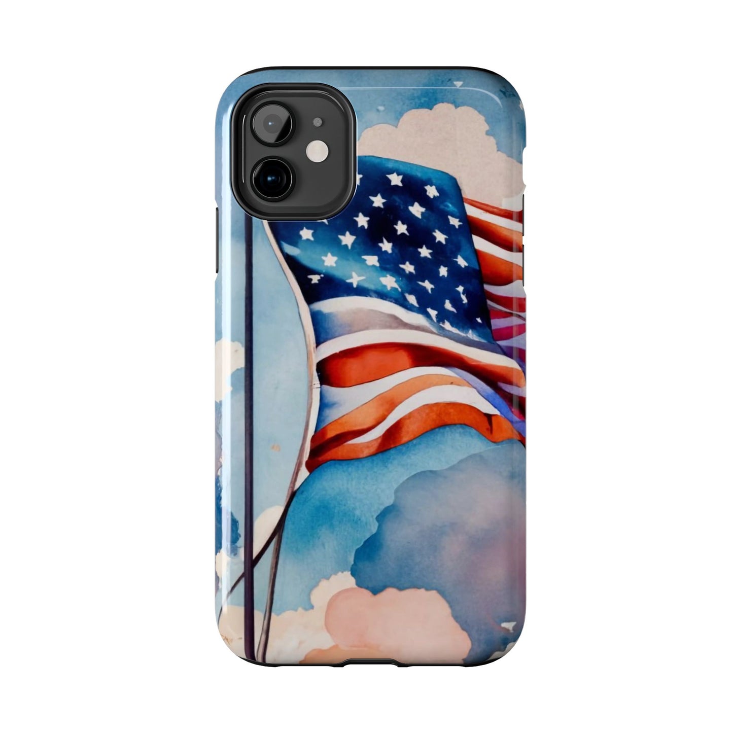 Windswept Patriot Watercolor Flag Tough Phone Case