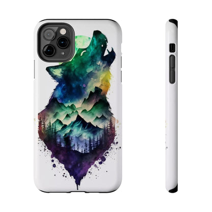 Moonlit Howling Wolf Double Exposure Tough Phone Case