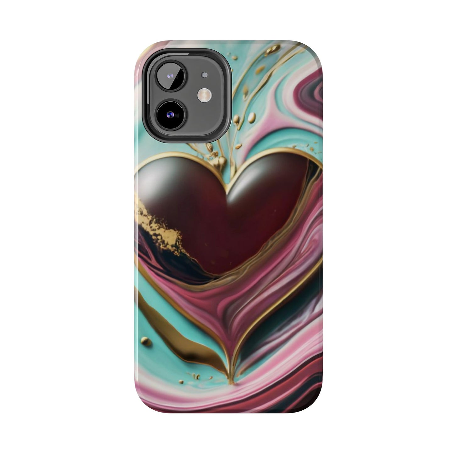 Glossy Heartburst Acrylic Pour Tough Phone Case