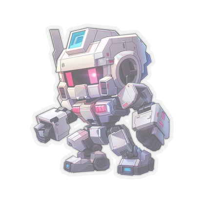 Futuristic White Blocky Robot Vinyl Sticker