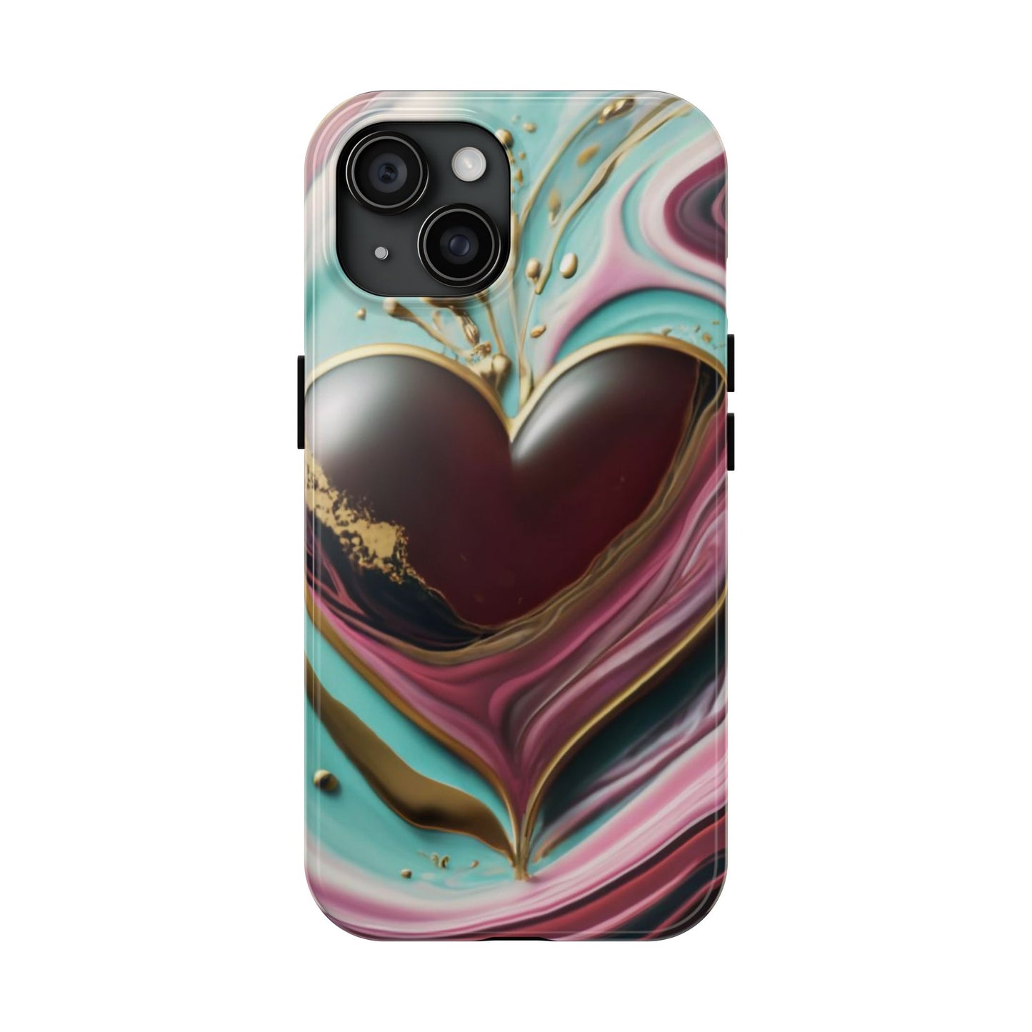 Glossy Heartburst Acrylic Pour Tough Phone Case